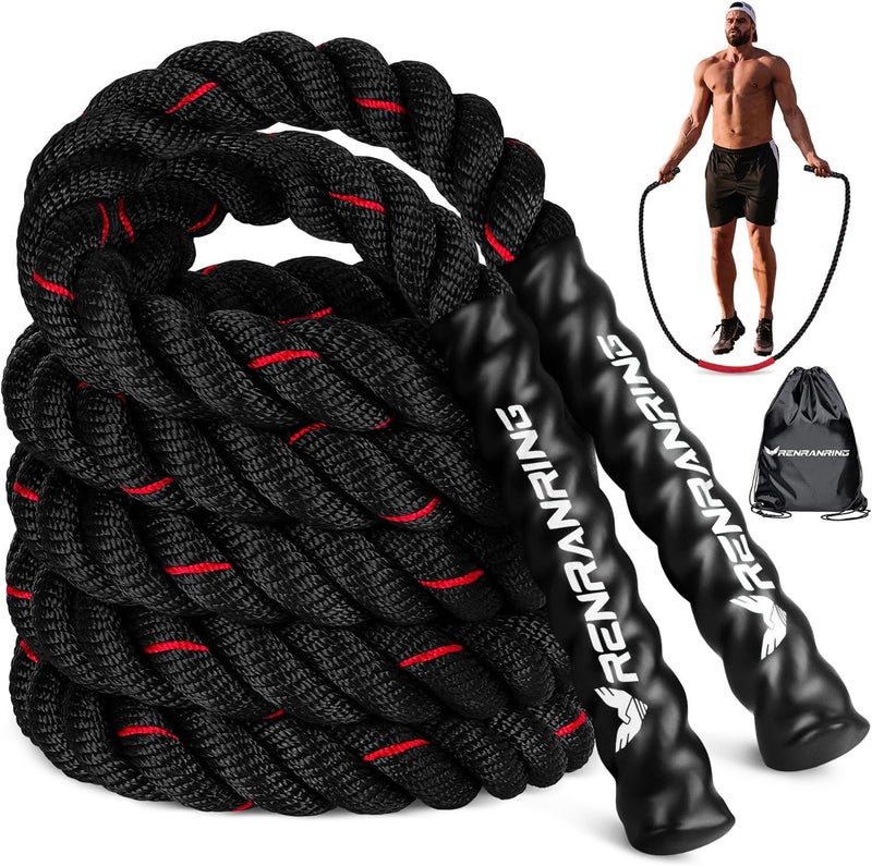 RENRANRING Weighted Jump Rope for Men and Women, 3lb 4lb 5lb Adult Heavy Skipping Rope, Jumprope for Fitness,Workout Equipment, Fitness Equipment for Home Gym Exercise,Improve Strength and Building Muscle - Image 1